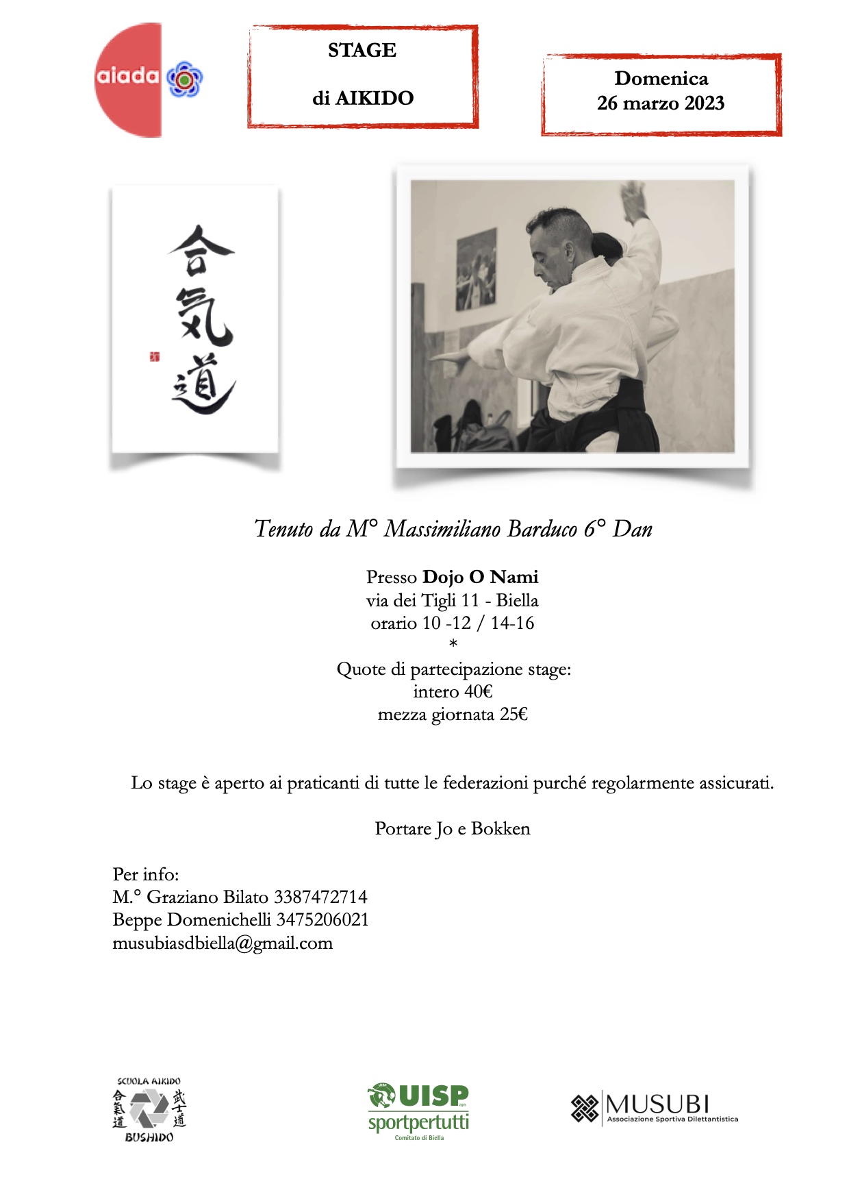 Stage aikido Massimiliano Barduco - 26 Marzo 2023 - Biella